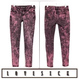 Vintage Lovesick Pink Acid Wash Skinny Jeans 9